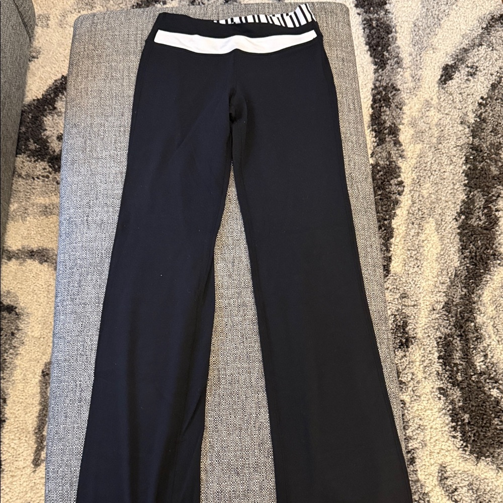 Lululemon Athletica Black Pants with White Striped Waistband